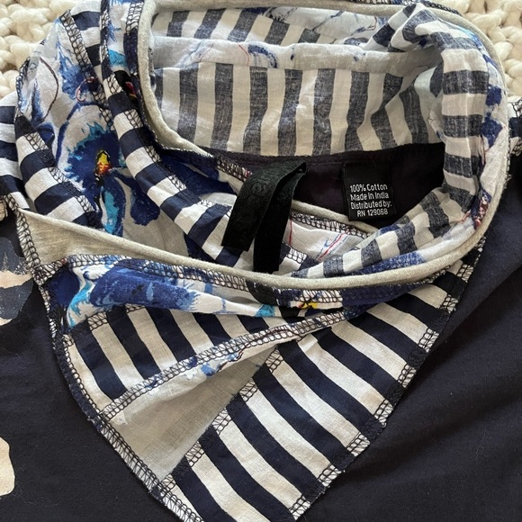 Boho-Chic DESIGUAL Long Sleeve Top – Artsy with Attached Scarf – Size S - Picture 3 of 4